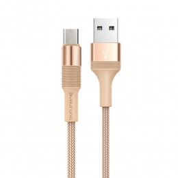 Кабель USB - Type-C Borofone BX21 Outstanding, 1.0м, круглый, 3.0A, ткань, цвет: золотой