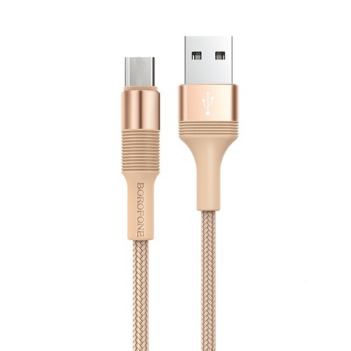 Кабель USB - Type-C Borofone BX21 Outstanding, 1.0м, круглый, 3.0A, ткань, цвет: золотой