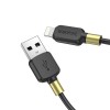 Кабель USB - 8 pin Borofone BX59 Defender, 1.0м, 2.4A, цвет: чёрный, золотая вставка