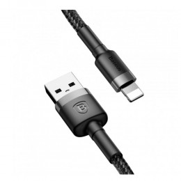 Кабель USB - 8 pin Baseus Cafule, 2.0м, 1.5A, цвет: чёрный, серая вставка