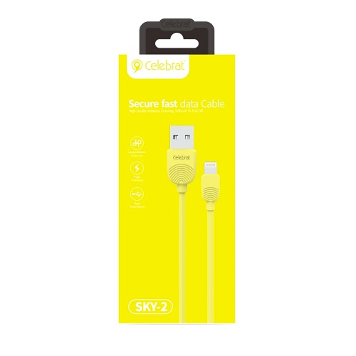 Кабель USB - 8 pin Celebrat SKY-2i, 1.0м, 2.4A, цвет: жёлтый