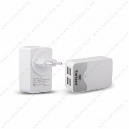 Блок питания сетевой 4 USB Earldom ES-199, 4400mA, QC3.0, кабель Type-C, цвет: белый