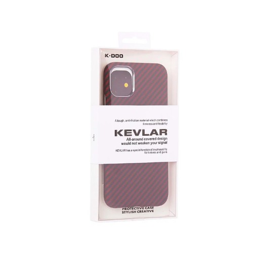 Накладка задняя K-Doo для APPLE iPhone 14, Kevlar, под карбон, цвет: красный