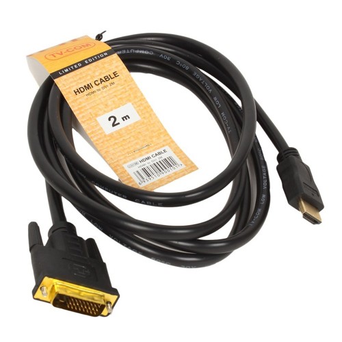 Кабель HDMI(m) - DVI-D(m) TV-COM LCG135E, 2.0м, 1080p, 60Гц, цвет: чёрный