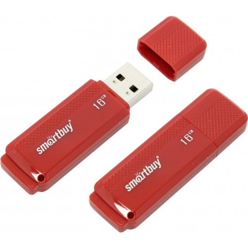 Флеш-накопитель 16Gb SmartBuy Dock, USB 2.0, пластик, красный