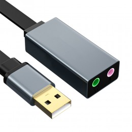 Переходник USB 2.0(m) - Jack 3,5mm(f) TELECOM TA313U, 0.1м, цвет: чёрный