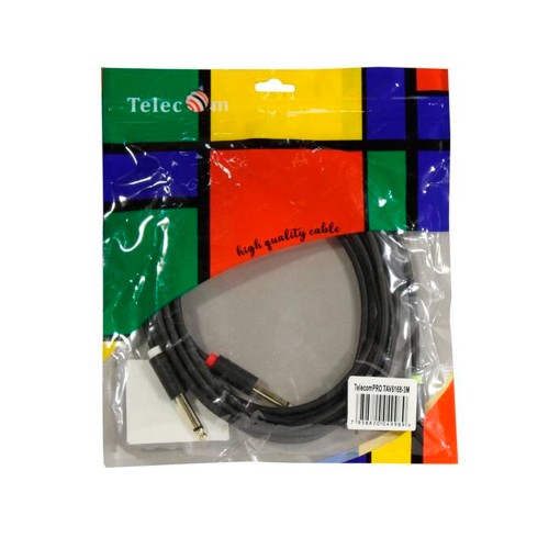 Кабель Jack 3,5mm(m) - 2xJack 6,35mm(m) TELECOM TAV6168, 3.0м, цвет: чёрный