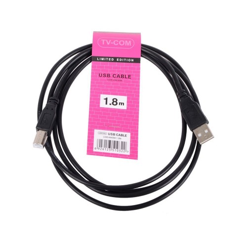 Кабель USB 2.0 A(m) - USB 2.0 B(m) TV-COM USB100G, 1.8м, цвет: чёрный