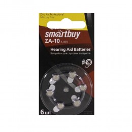 Батарейка SmartBuy ZA10-6BL ZincAir, 1.45В, (6/60/300)