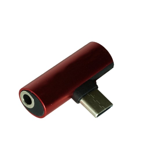 Переходник Type-C(m) на Jack 3,5mm(f), круглый, красный
