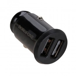 Блок питания автомобильный 2 USB Borofone BZ8, MaxRideDual, 2400mA, 12Вт, цвет: чёрный
