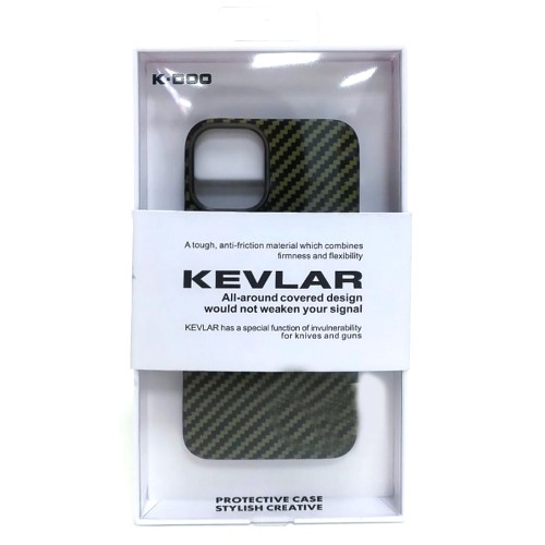 Накладка задняя K-Doo для APPLE iPhone 13 Pro Max, Kevlar, под карбон, цвет: зелёный