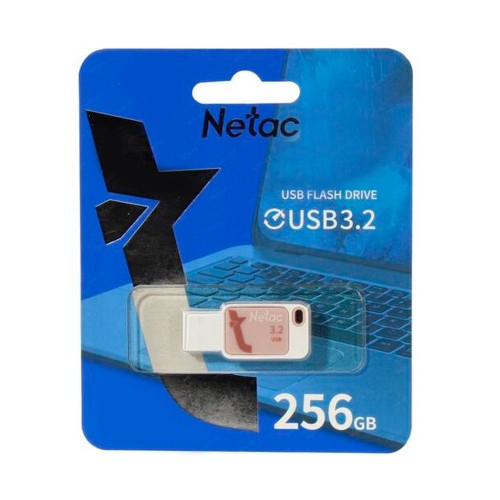 Флеш-накопитель 256Gb Netac UA31, USB 3.2, пластик, белый, розовая вставка