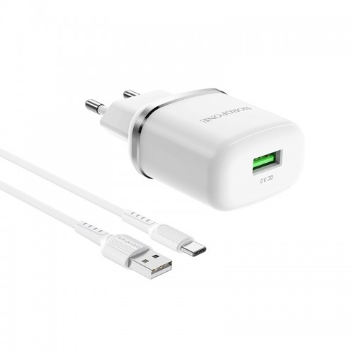 Блок питания сетевой Borofone BA36A 1 USB 3000mA QC3.0 белый
