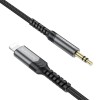 Кабель AUX, Jack 3,5mm(m) - 8 pin(m) Borofone BL15, Hi-sound, 1.0м, цвет: серый