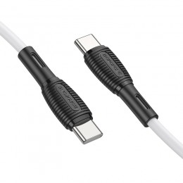 Кабель Type-C - Type-C Borofone BX86, 1.0м, 3.0A, 60Вт, цвет: белый
