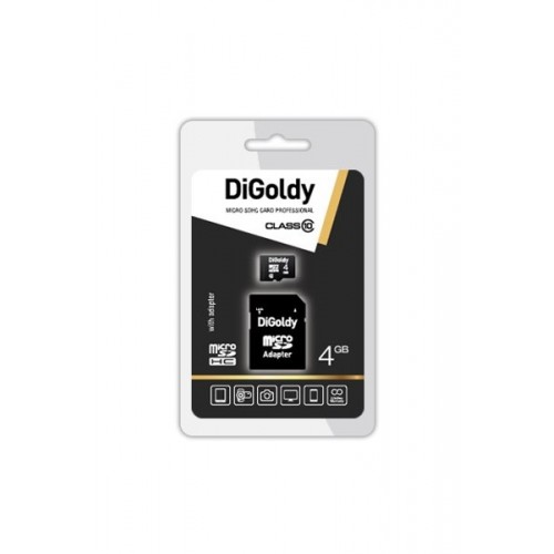 Карта памяти microSDHC 4Gb DiGoldy, Class10, с адаптером