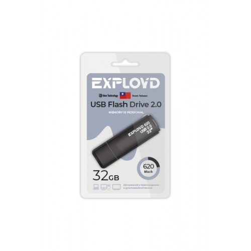 Флеш-накопитель 32Gb Exployd 620, USB 2.0, пластик, чёрный