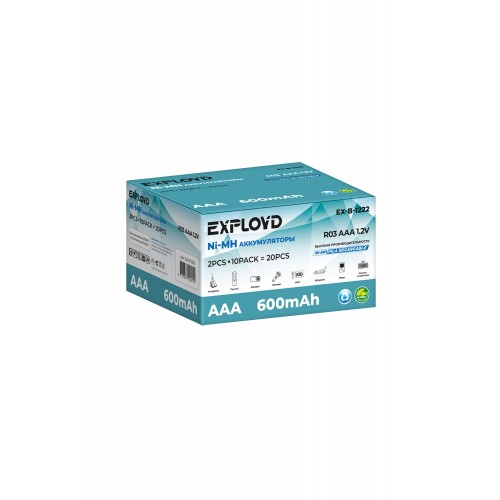 Аккумулятор AAA Exployd, R03-2BL, EX-B-1222, 600mAh, (2/20/200), 2шт