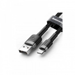 Кабель USB - 8 pin Baseus Cafule, 1.0м, круглый, 2.4A, нейлон, цвет: чёрный, серая вставка