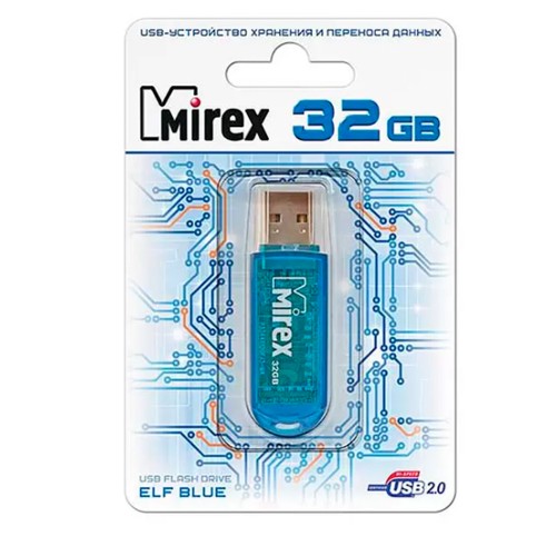 Флеш-накопитель 32Gb Mirex ELF, USB 2.0, пластик, синий