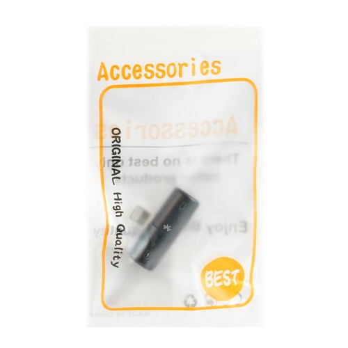 Переходник 8 pin(m) - Jack 3,5mm(f), 8 pin(f) без бренда GL044 , т-образный , bluetooth, цвет: чёрный