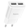 Блок питания сетевой 2 USB HOCO C88A, Star, 2400mA, цвет: белый