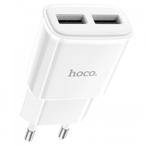 Блок питания сетевой 2 USB HOCO C88A, Star, 2400mA, цвет: белый