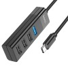 USB-концентратор HOCO HB25, 4 гнезда, 3xUSB2.0, 1xUSB3.0, чёрный