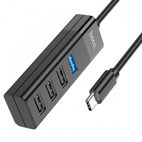USB-концентратор HOCO HB25, 4 гнезда, 3xUSB2.0, 1xUSB3.0, чёрный
