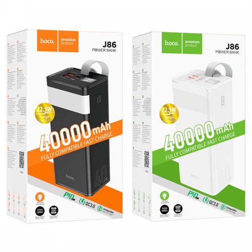 Аккумулятор внешний HOCO J86, Powermaster, 40000mAh, QC3.0, PD3.0, цвет: чёрный