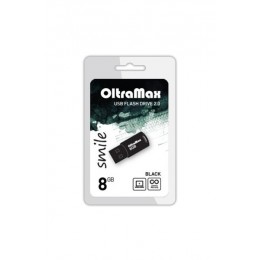 Флеш-накопитель 8Gb OltraMax Smile, USB 2.0, пластик, чёрный