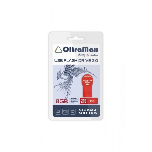 Флеш-накопитель 8Gb OltraMax 210, USB 2.0, пластик, красный