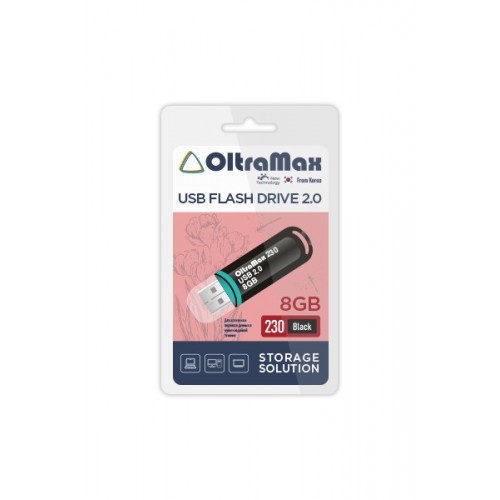 Флеш-накопитель 8Gb OltraMax 230, USB 2.0, пластик, чёрный