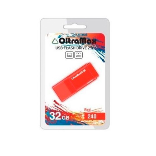 Флеш-накопитель 32Gb OltraMax 240, USB 2.0, пластик, красный