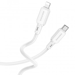 Кабель 8 pin - Type-C Borofone BX94 Crystal Color, 1.0м, цвет: белый
