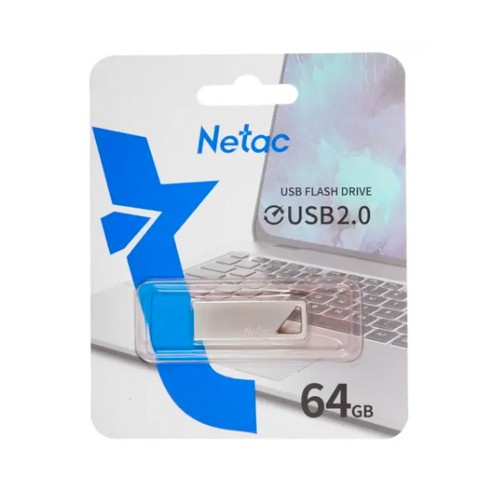 Флеш-накопитель 64Gb Netac U326, USB 2.0, металл, серебряный