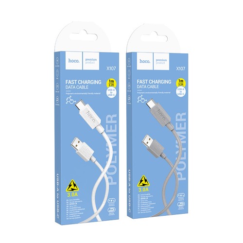 Кабель USB - Type-C HOCO X107 Favor, 1.0м, 3,0А, цвет: серый