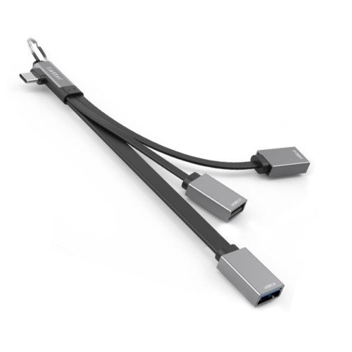 USB-концентратор Earldom ET-HUB17C, 4 гнезда, 3х USB, Type-C, цвет: чёрный