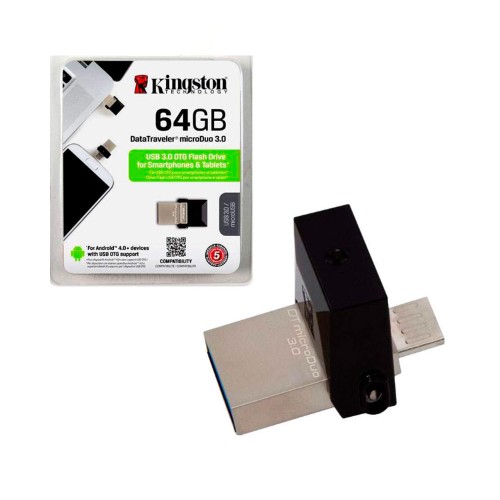 Флеш-накопитель 64Gb Kingston DTDUO3, USB 3.0, металл, чёрный