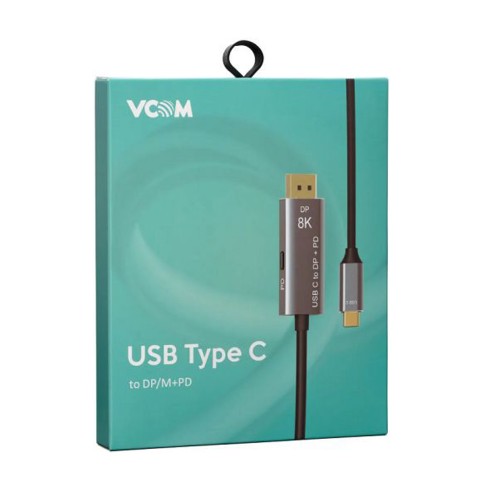 Кабель Type-C(m) - DisplayPort(m) VCOM CU480MCPD, 1.8м, 8K, 60Гц, PD 100Вт, цвет: чёрный