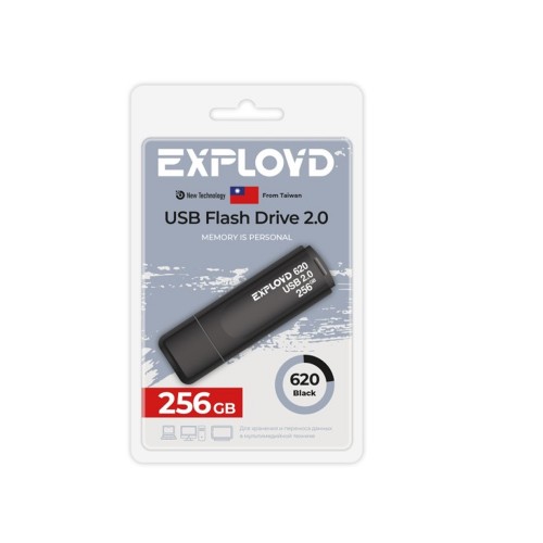 Флеш-накопитель 256Gb Exployd 620, USB 2.0, пластик, черный