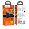 Блок питания сетевой 2 USB HOCO CS31A, Wing, 10,5 ВТ, кабель USB - Type-C, 1.0м, цвет: чёрный