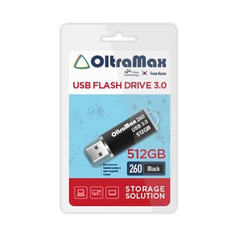 Флеш-накопитель 512Gb OltraMax 260, USB 3.0, пластик, чёрный