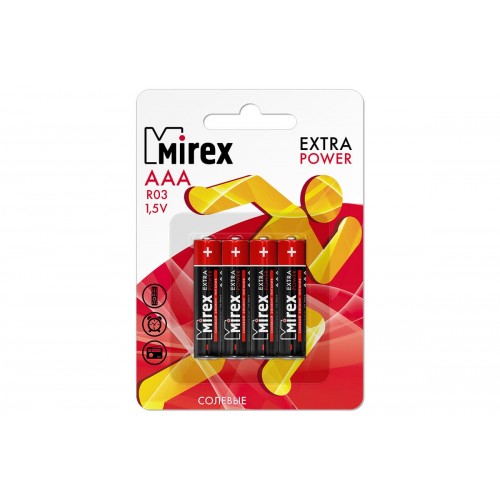 Батарейка AAA Mirex R03-4BL Ultra Alkaline, 1.5B, (4/48/960), 4шт