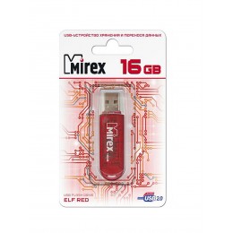 Флеш-накопитель 16Gb Mirex ELF, USB 2.0, пластик, красный