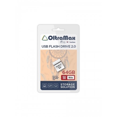 Флеш-накопитель 64Gb OltraMax Drive 50 Mini, USB 2.0, пластик, белый