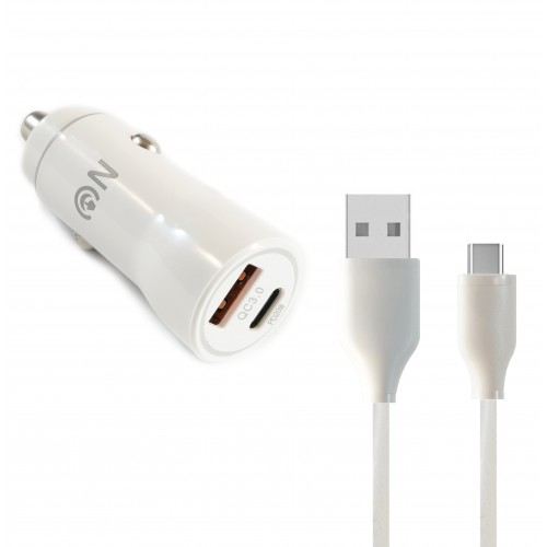 Блок питания автомобильный 1 USB, 1 Type-C FaisON A-24, белый
