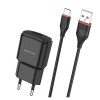 Блок питания сетевой 1 USB Borofone BA48A, Orion, 2100mA, кабель Type-C, цвет: чёрный