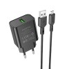 Блок питания сетевой 1 USB Borofone BA72A, 2.1A, 18Вт, QC3.0, кабель микро USB, цвет: чёрный